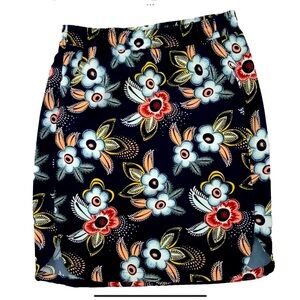 Loft blue floral elastic waist skirt: small